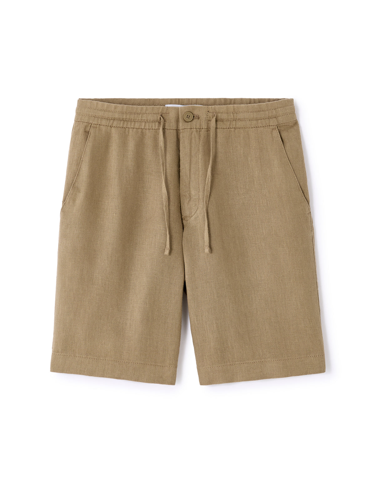 Bermuda Fit 100% Linen Solid Shorts - Brown