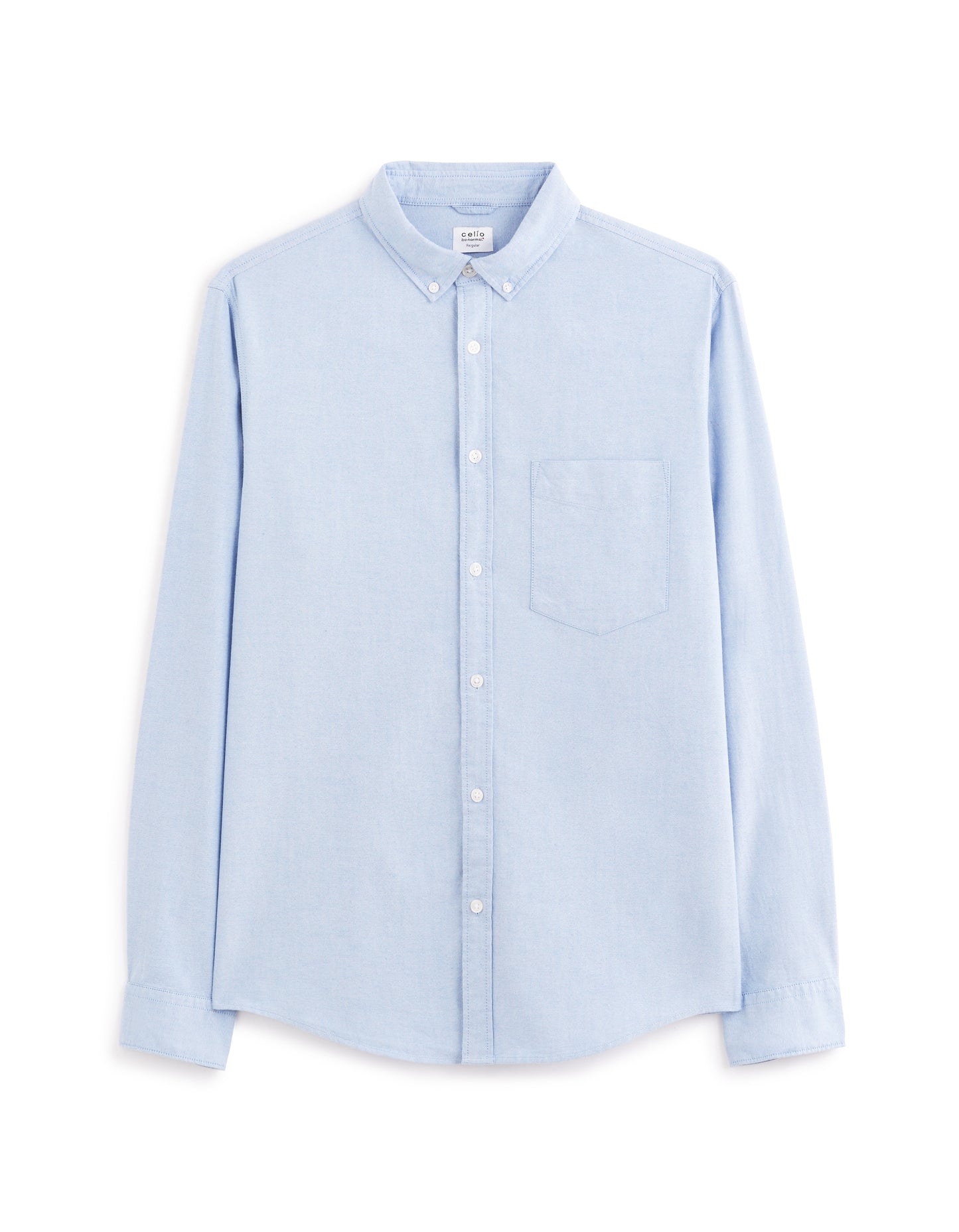 Celio* Men Cotton Regular Fit Solid Blue Formal Shirt