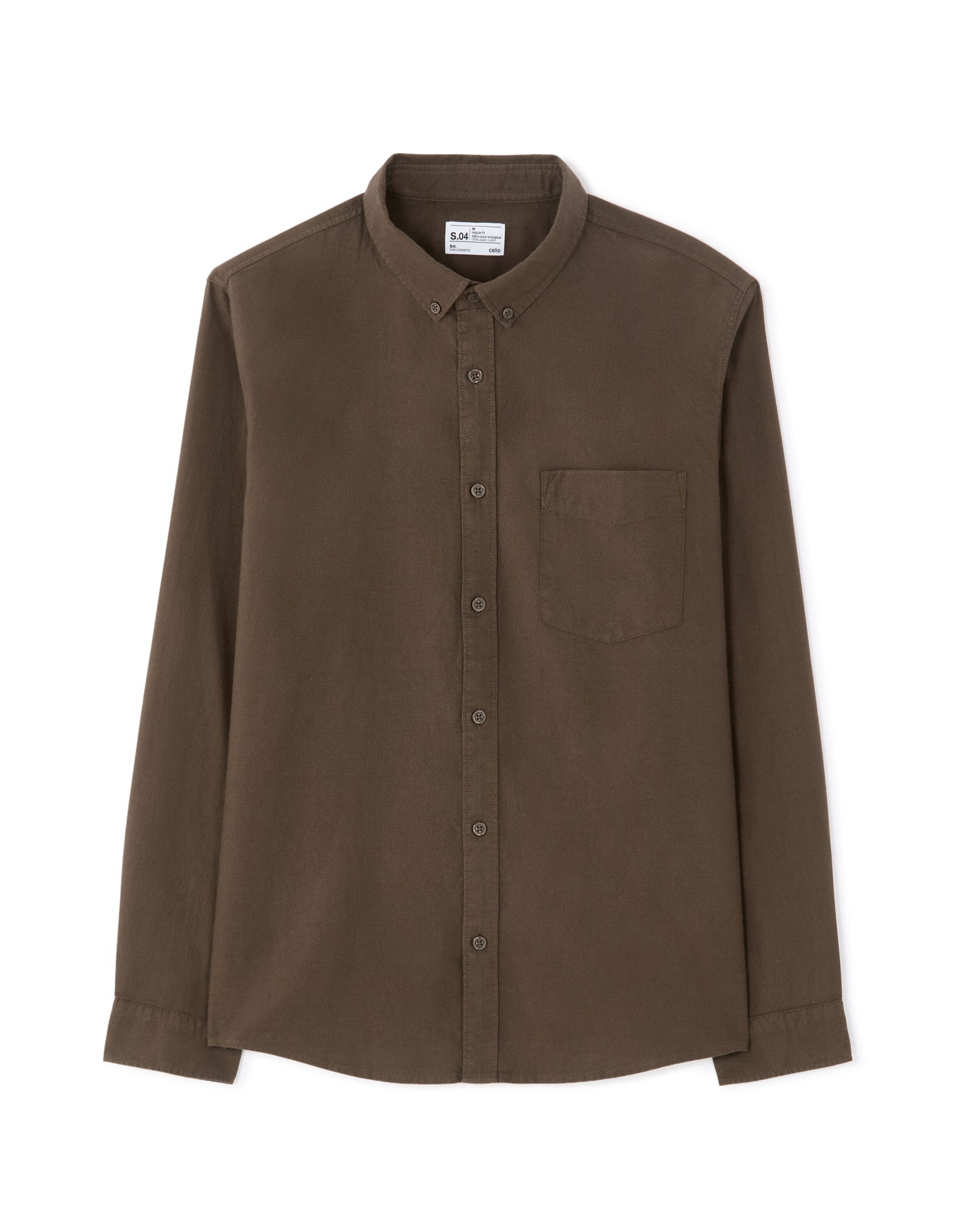 Regular Fit 100% Cotton Solid Spread Collar Shirts - Brown