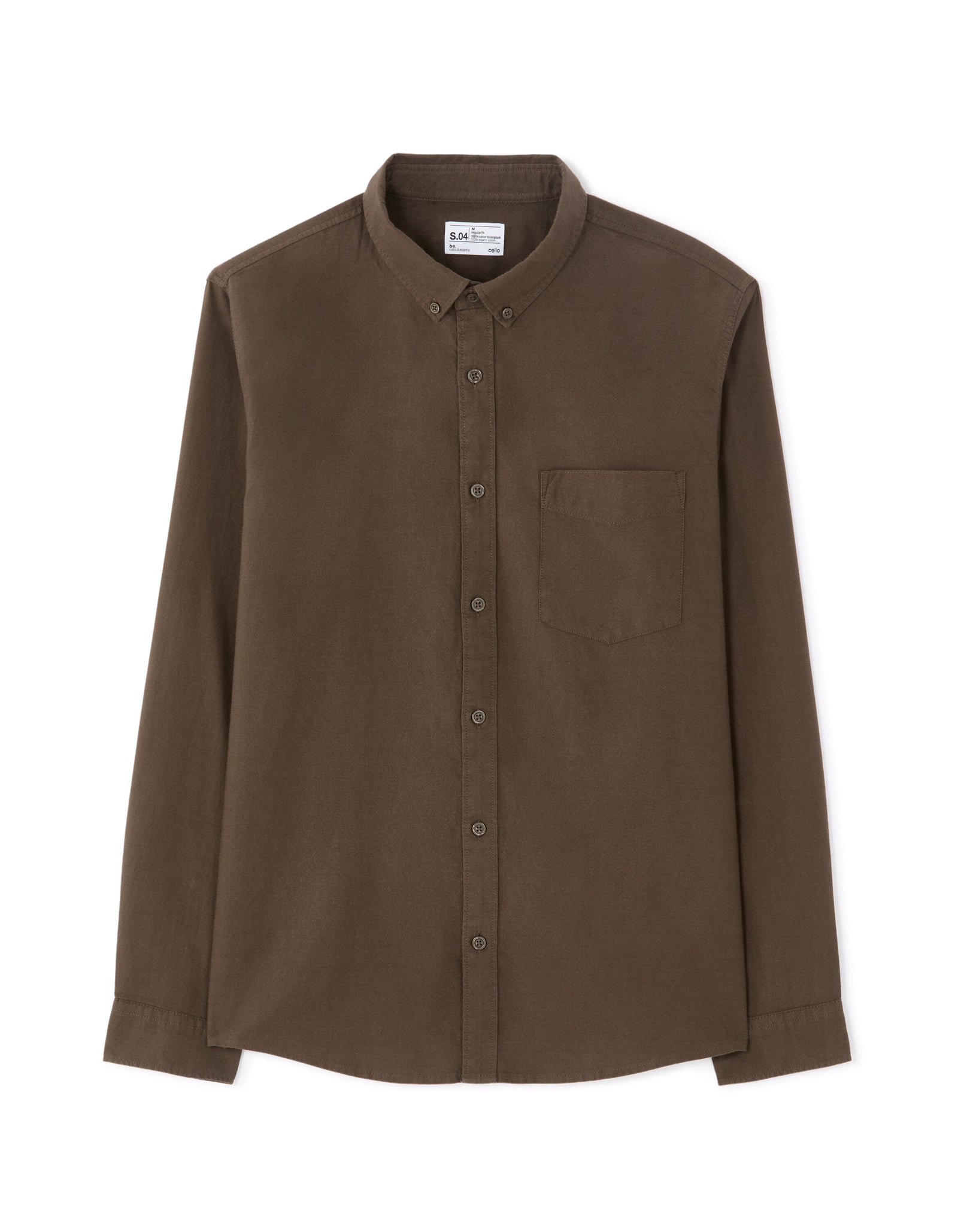 Regular Fit 100% Cotton Solid Spread Collar Shirts - Brown