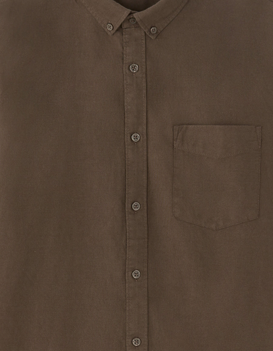 Regular Fit 100% Cotton Solid Spread Collar Shirts - Brown