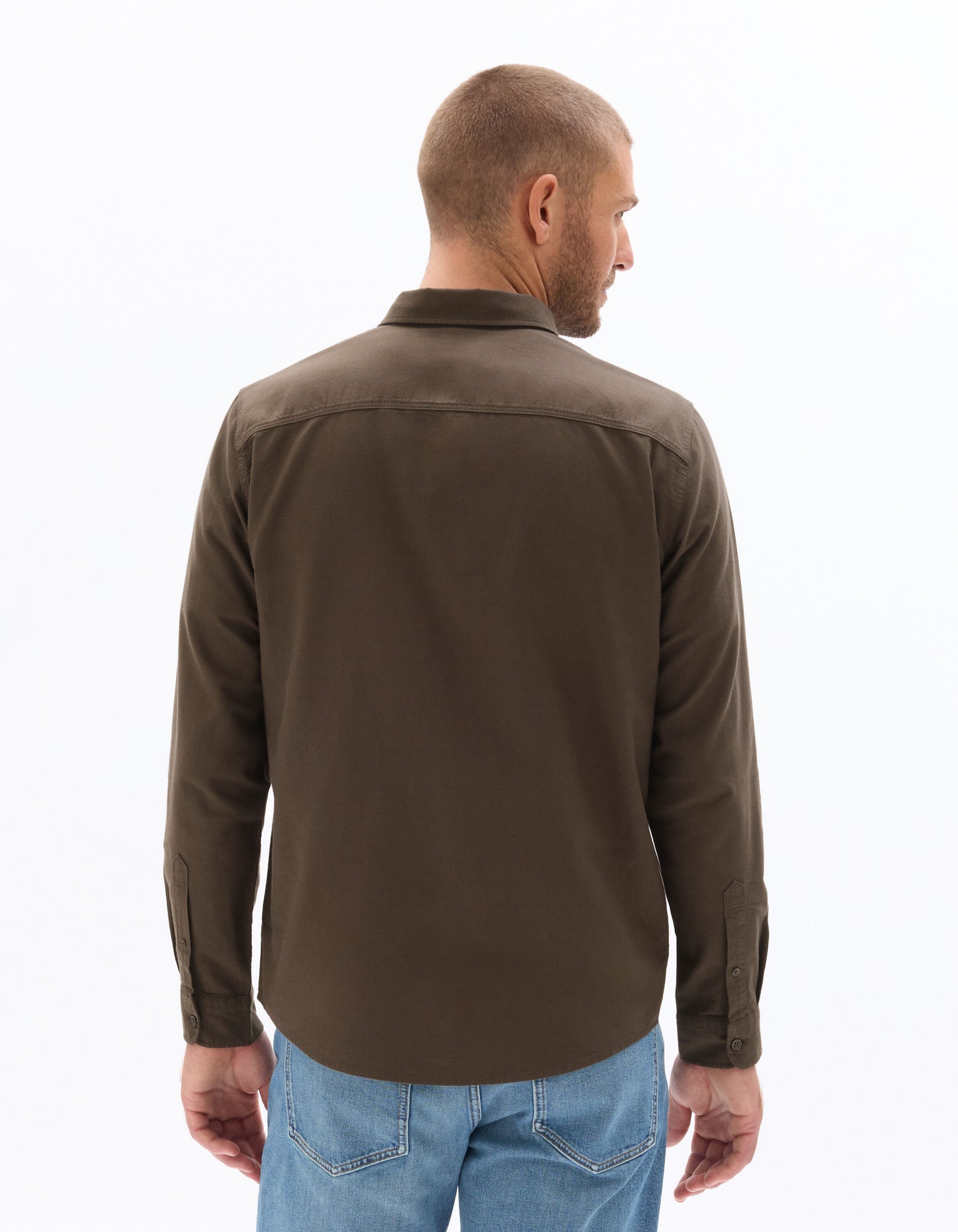 Regular Fit 100% Cotton Solid Spread Collar Shirts - Brown