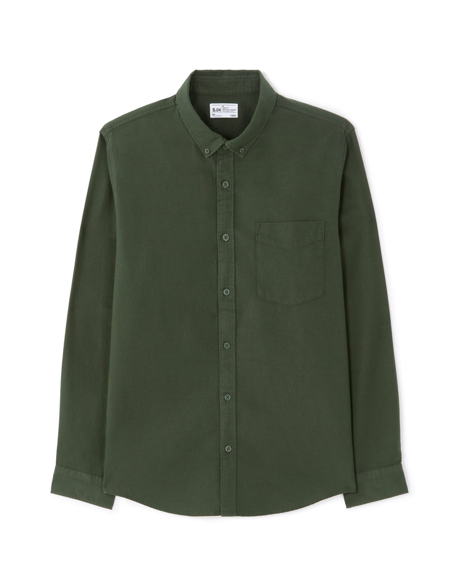 Regular Fit 100% Cotton Regular Collar Shirts - Olive