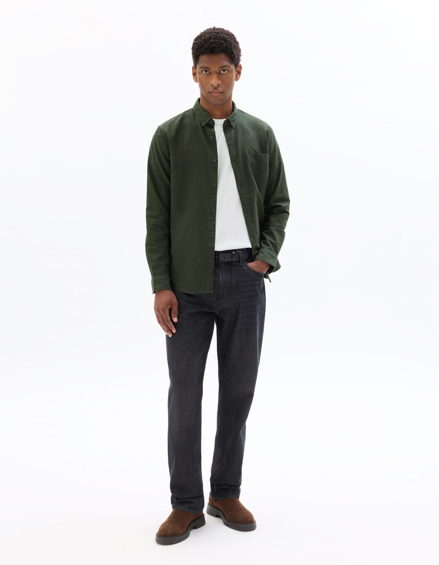 Regular Fit 100% Cotton Regular Collar Shirts - Olive