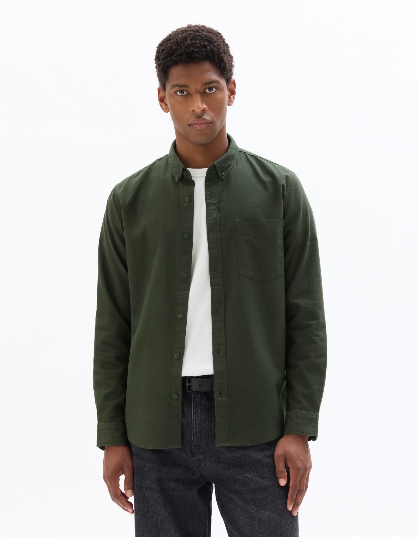 Regular Fit 100% Cotton Regular Collar Shirts - Olive