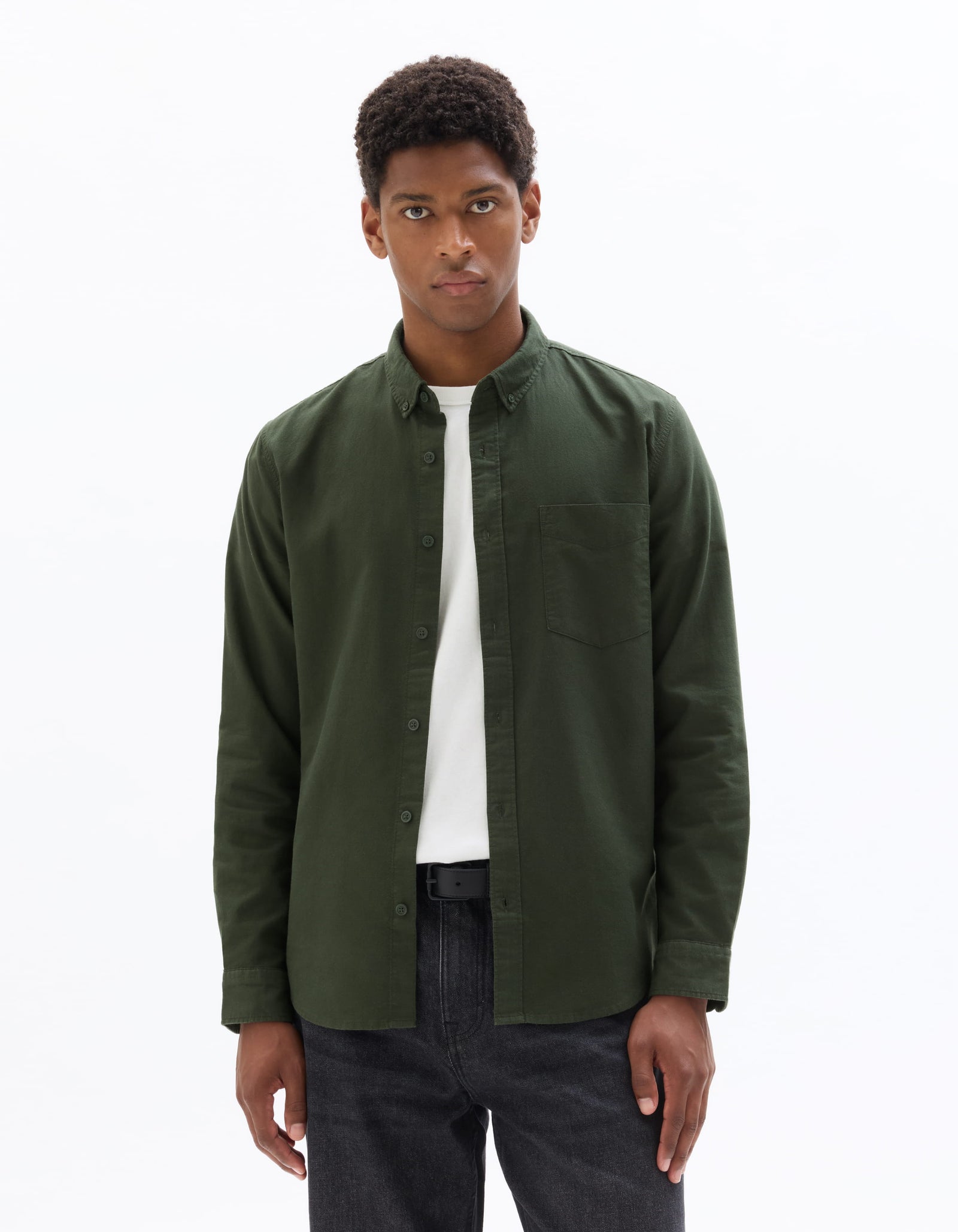 Regular Fit 100% Cotton Regular Collar Shirts - Olive
