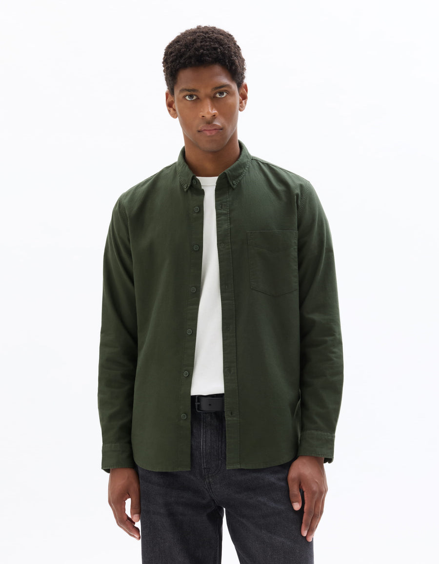 Regular Fit 100% Cotton Regular Collar Shirts - Olive