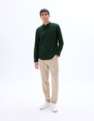 Celio* Olive Solid Regular Fit Men Cotton Shirts