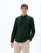 Celio* Olive Solid Regular Fit Men Cotton Shirts
