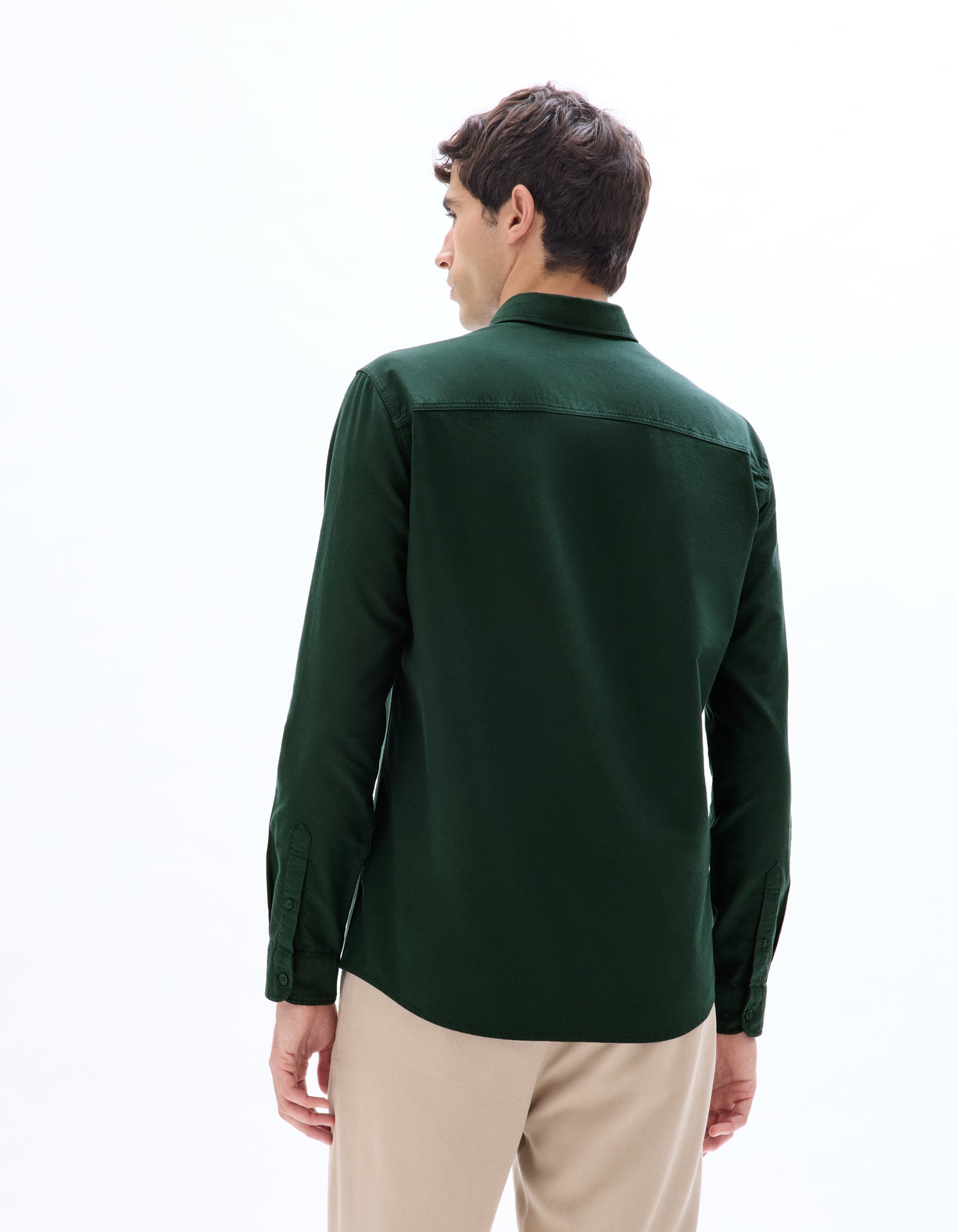 Celio* Olive Solid Regular Fit Men Cotton Shirts