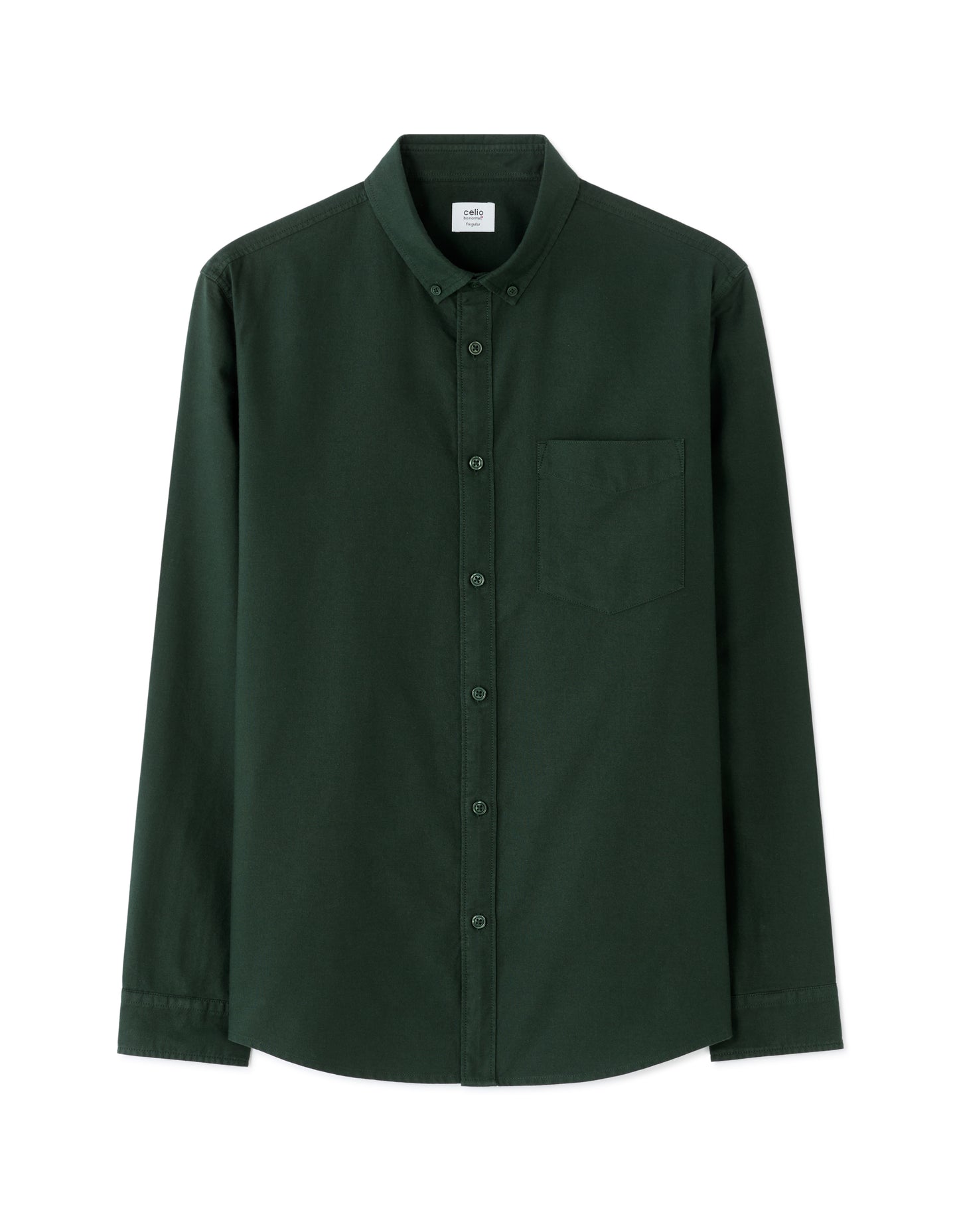 Celio* Olive Solid Regular Fit Men Cotton Shirts