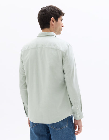 Celio Solid Regular Fit Cotton Green Shirts
