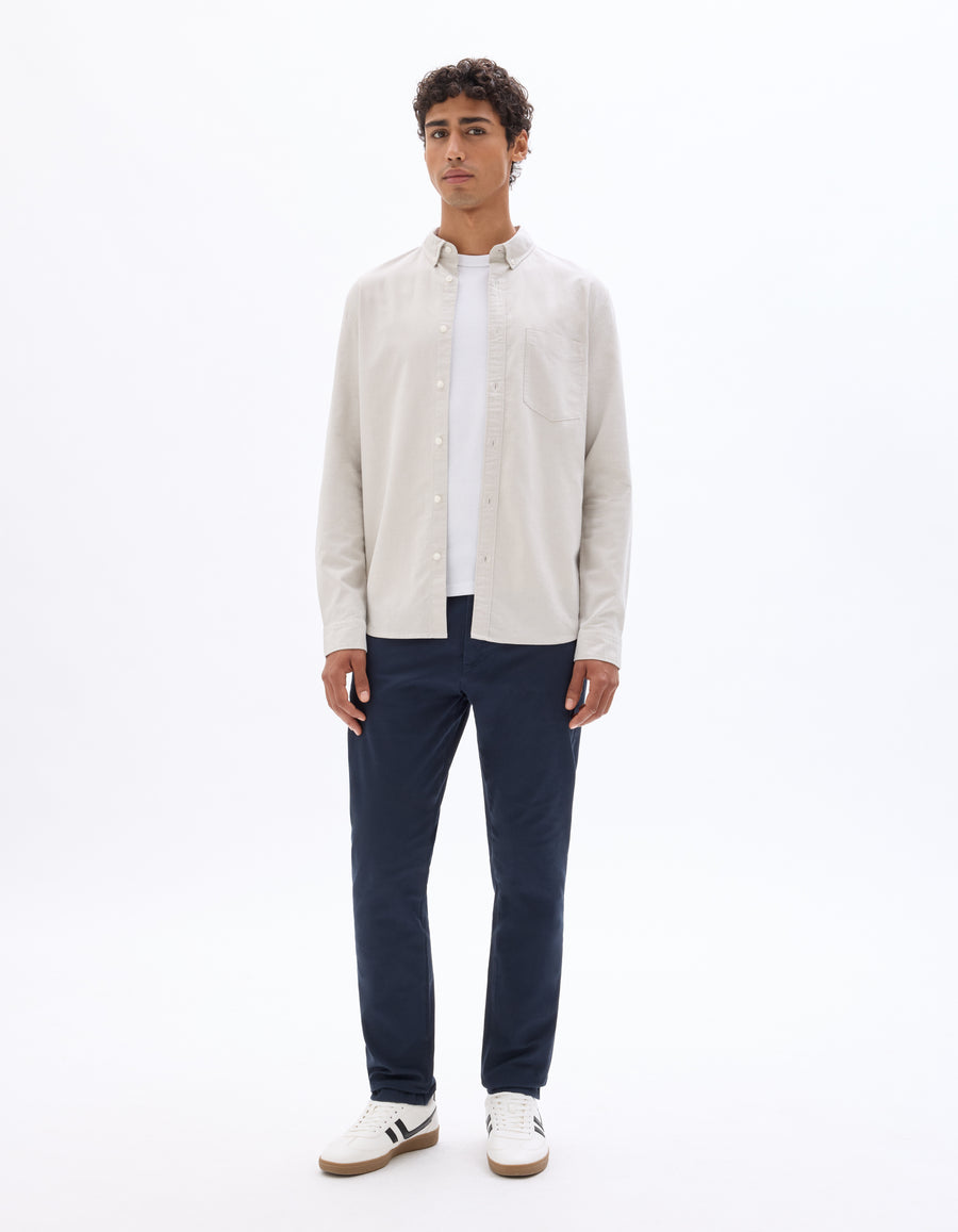 Celio* Men Cream Solid Regular Fit Cotton Shirts