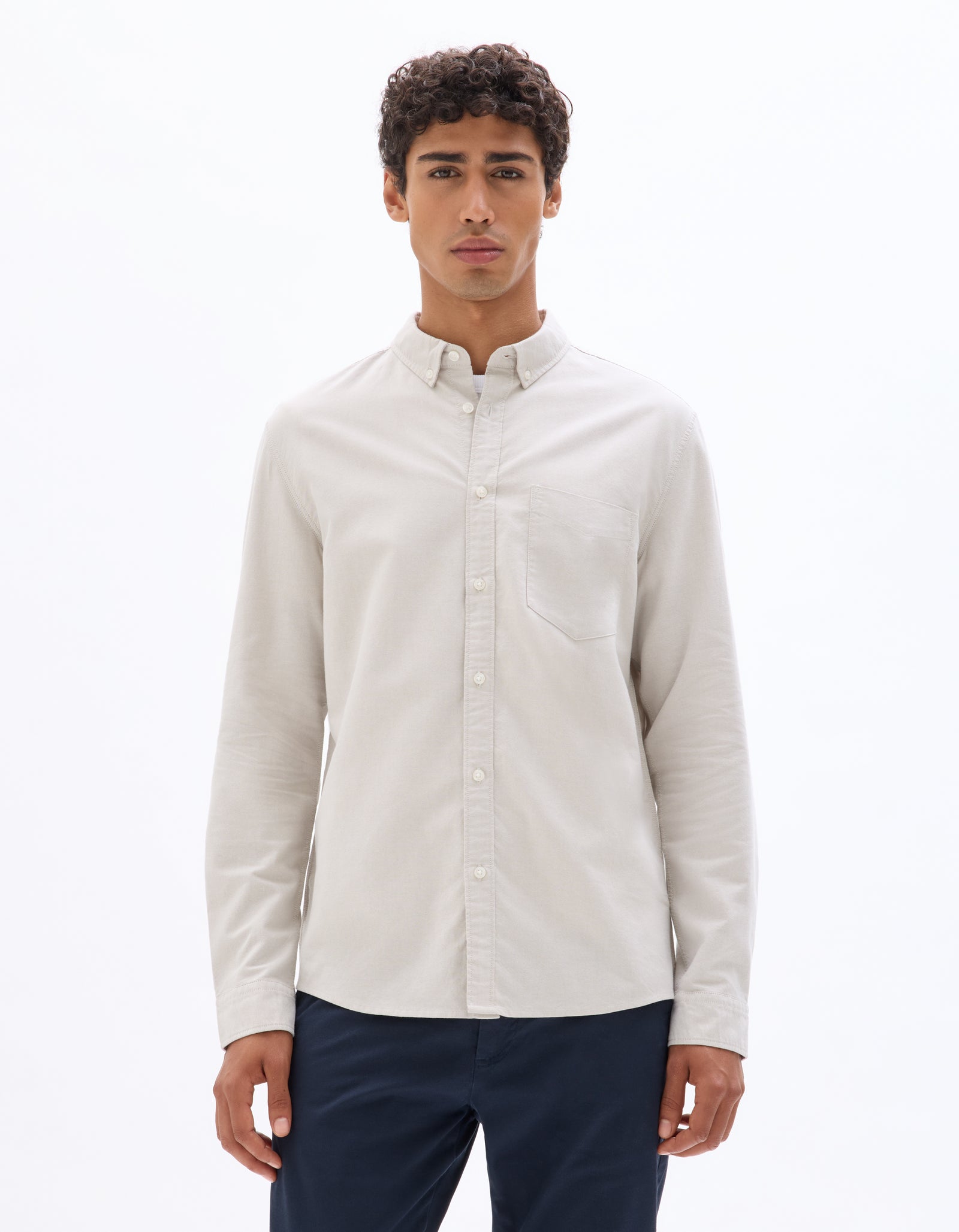 Celio* Men Cream Solid Regular Fit Cotton Shirts