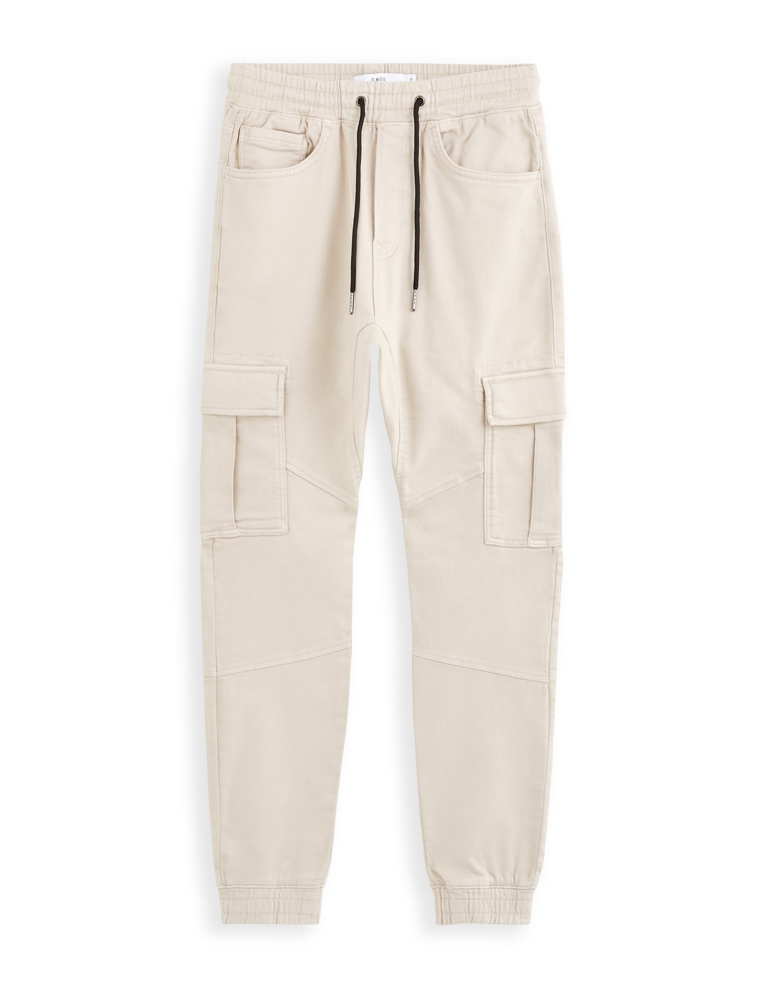 Slim Fit Stretch Cotton Trousers - Beige