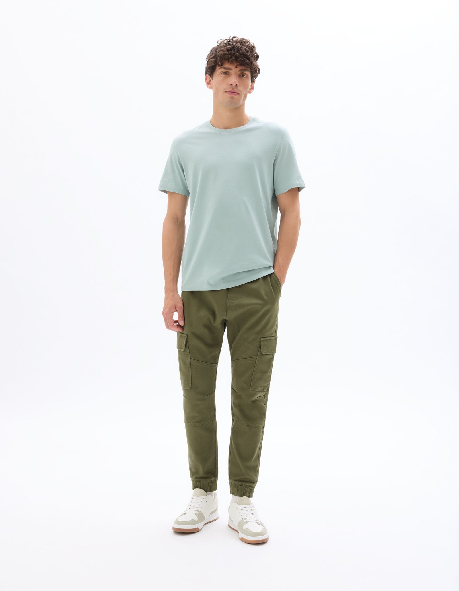 Slim Fit Cotton Blend Solid Casual Trouser - Khaki