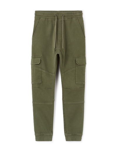 Slim Fit Cotton Blend Solid Casual Trouser - Khaki