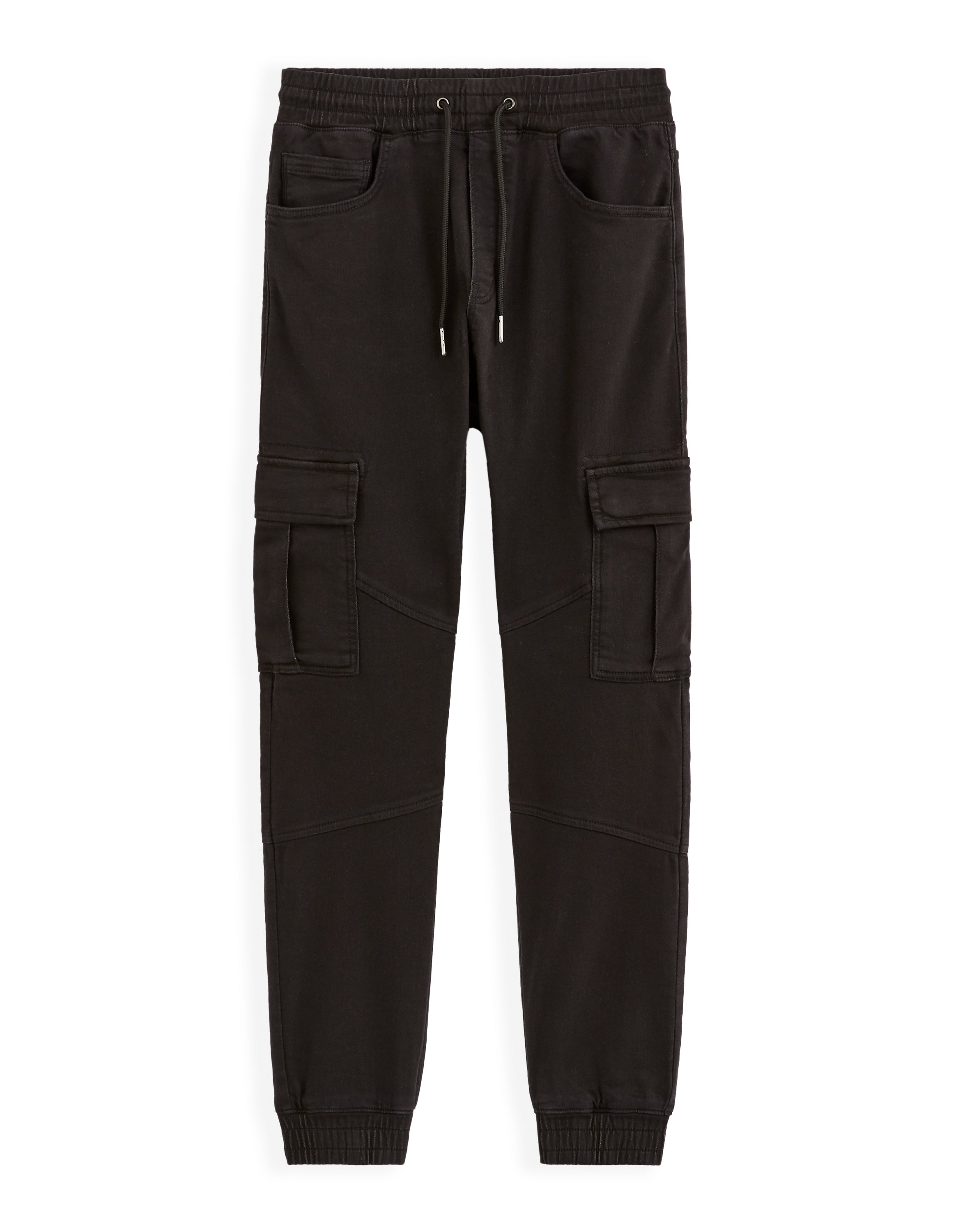 Celio* Solid Men Cotton Blend Black Regular Fit Cargo