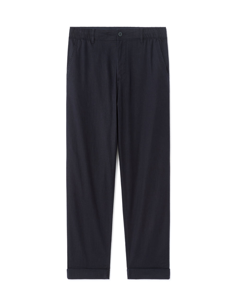 Straight Fit Trousers - Navy Blue