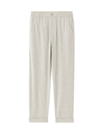 Straight Fit Linen Solid Trousers - Green