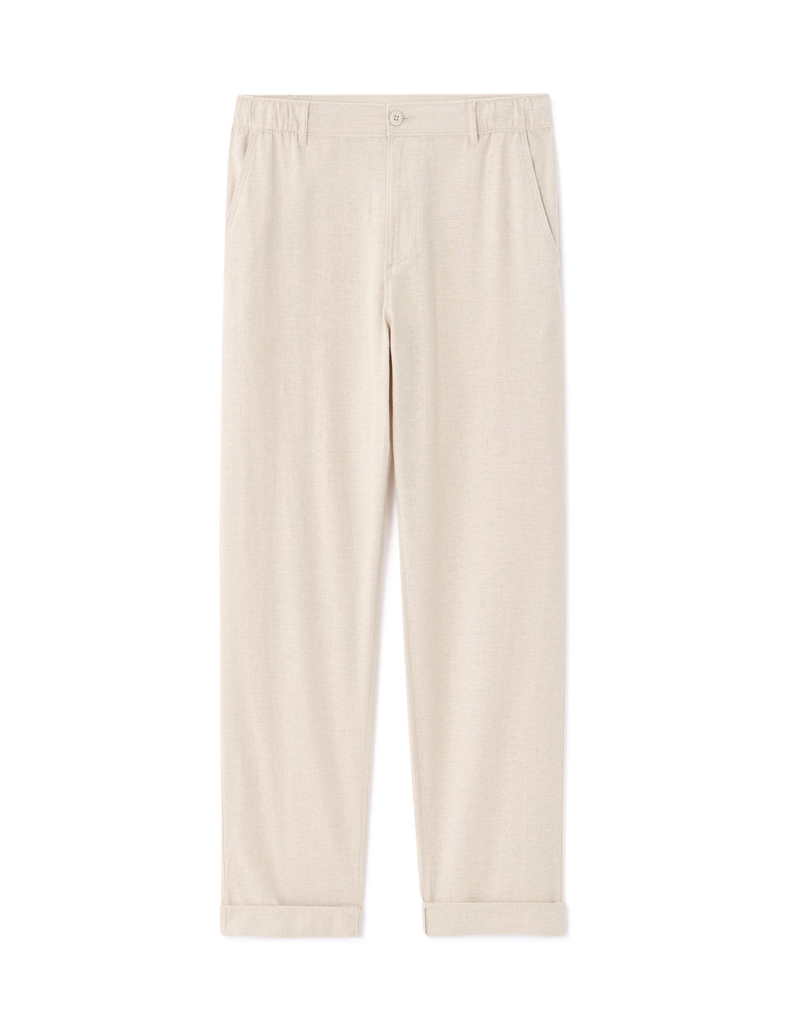 Celio* Linen Straight Fit Linen & Cotton Off White Trouser