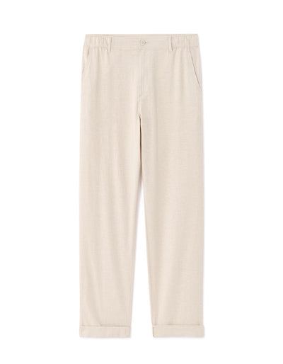 Celio* Linen-Blend Straight Fit Beige Trouser