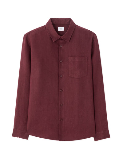 Celio* Men Burgundy Solid Regular Fit-100%  Linen  Shirt