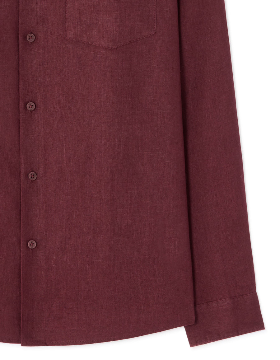 Celio* Men Burgundy Solid Regular Fit-100%  Linen  Shirt