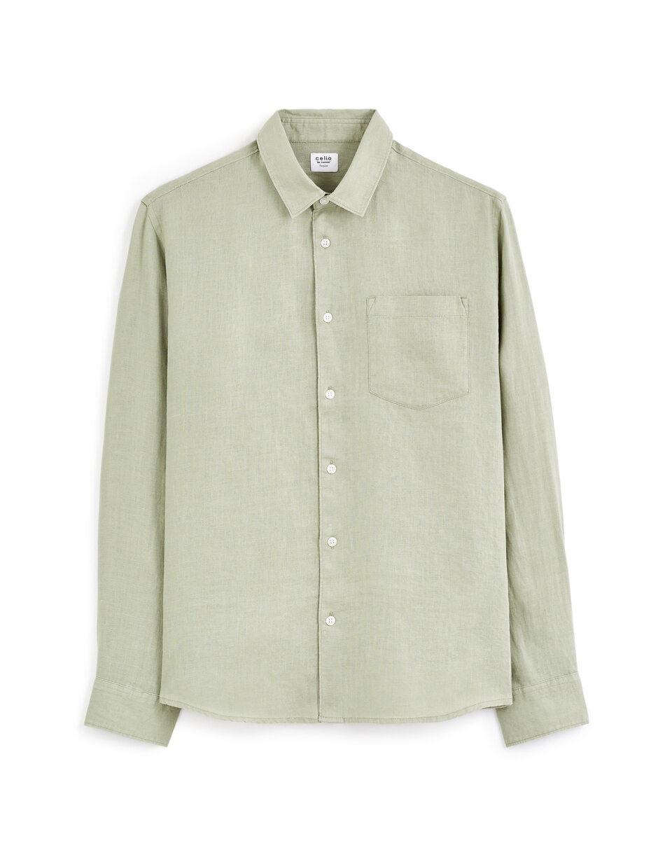 Celio Mens Khaki Solid Regular Fit Linen Shirts