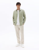 Celio* Men Khaki Light Solid Regular Fit-100%  Linen Shirt