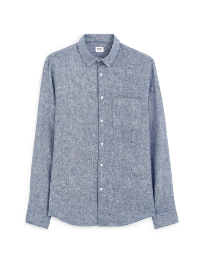 Regular Fit 100% Linen Solid Shirt - Chambray