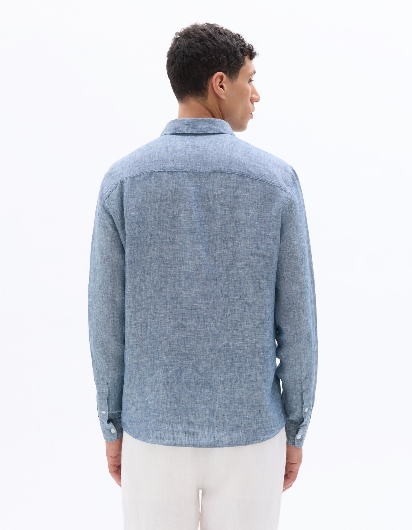 Celio* Solid Blue Regular Fit Men Linen Shirts