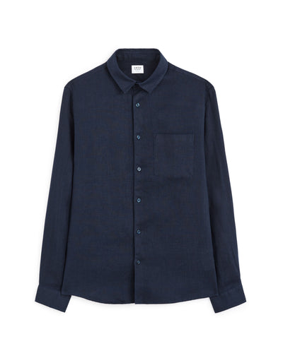 Celio*  Regular Fit-100% Linen Shirt-Navy Blue