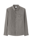 Regular Fit 100% Linen Solid Spread Collar Shirt - Dark Khaki