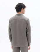 Regular Fit 100% Linen Solid Spread Collar Shirt - Dark Khaki
