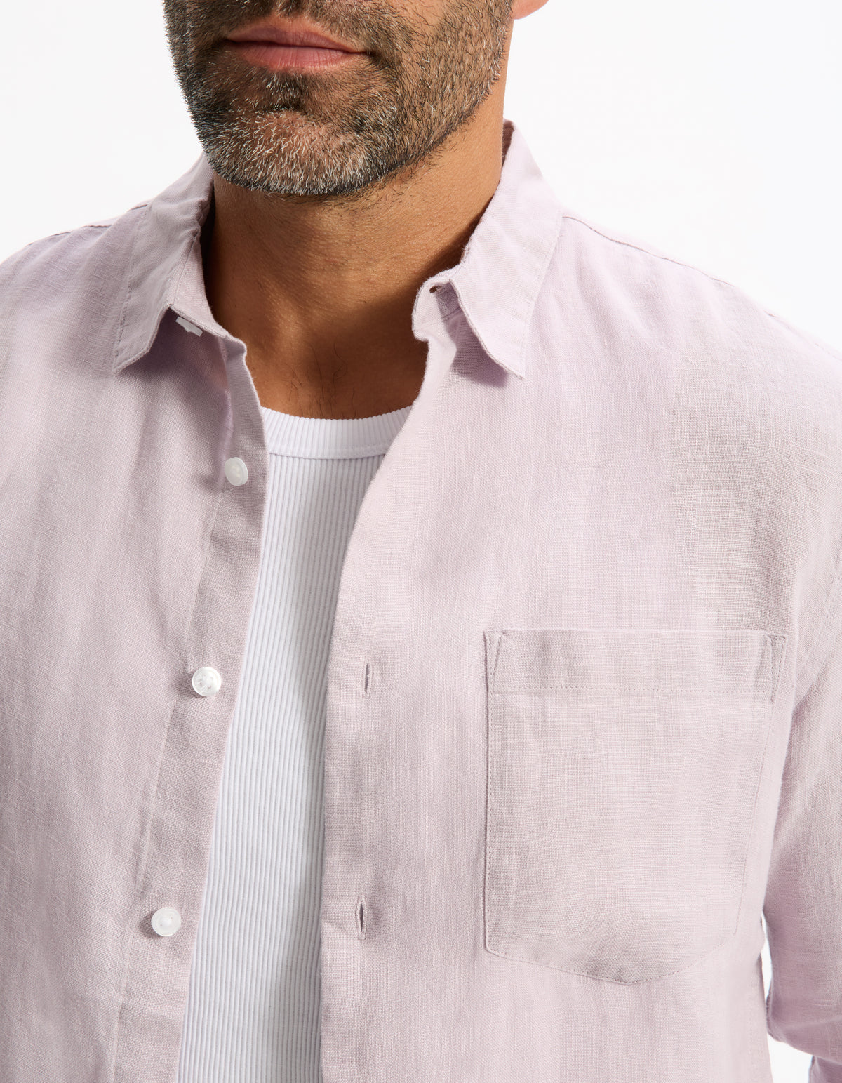 Regular Fit 100% Linen Solid Shirt - Lilac