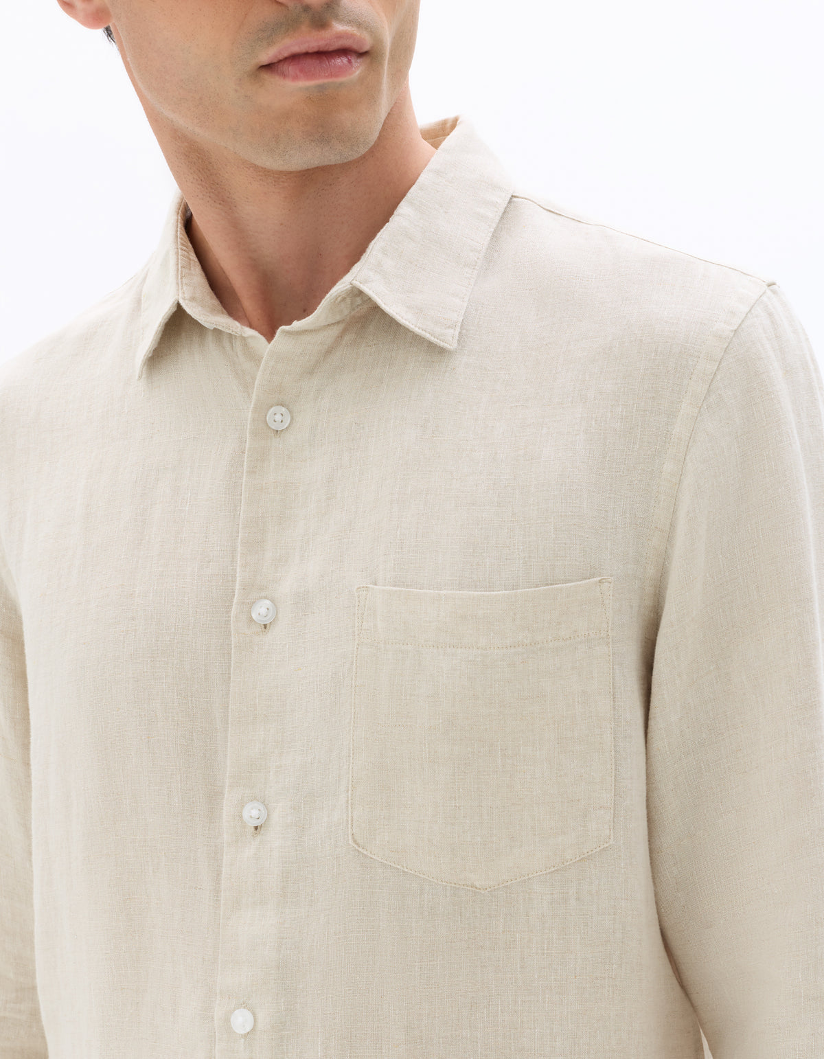 Regular Fit 100% Linen Solid Shirt - Natural