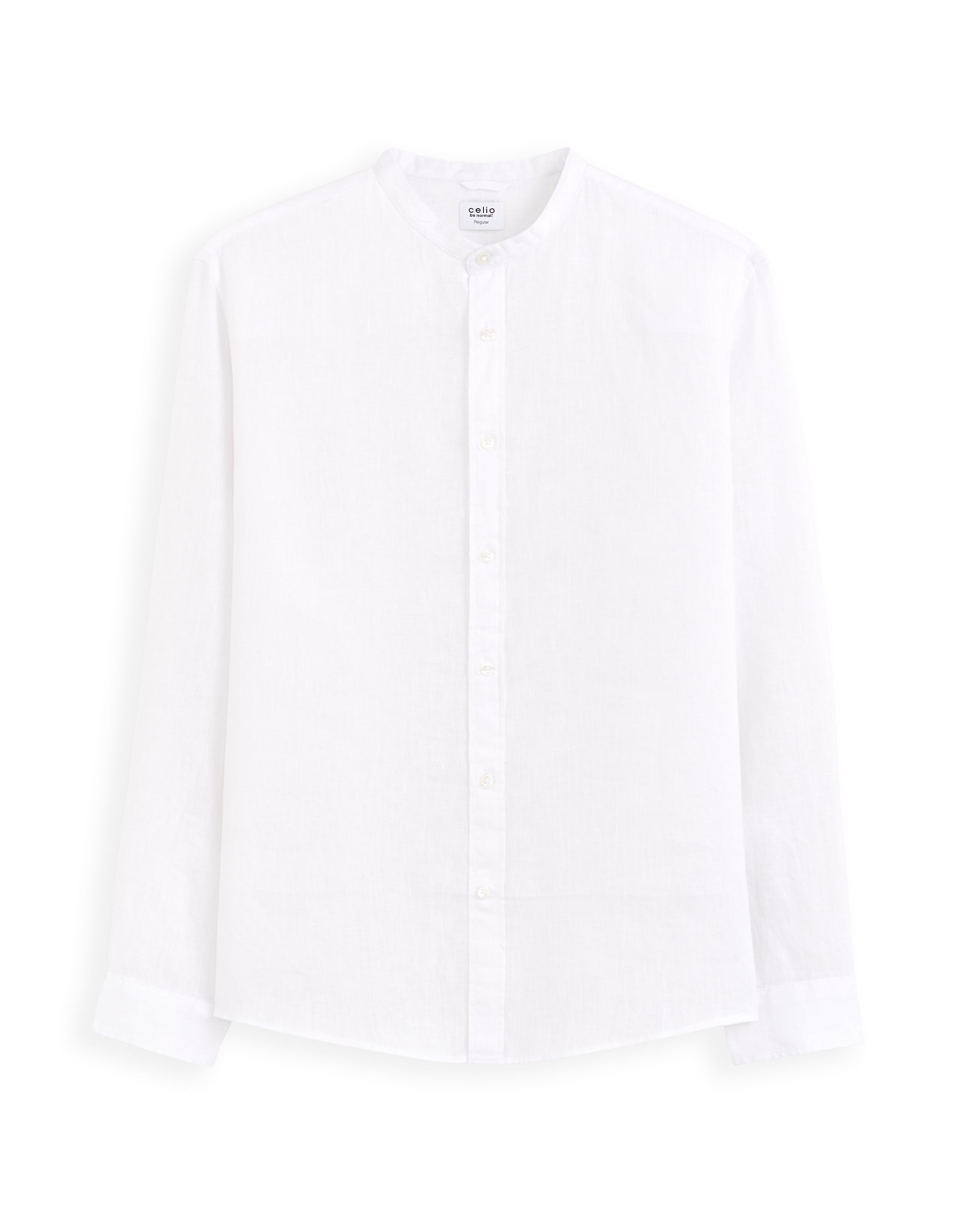 Regular Fit Mandarin Collar Shirt - White
