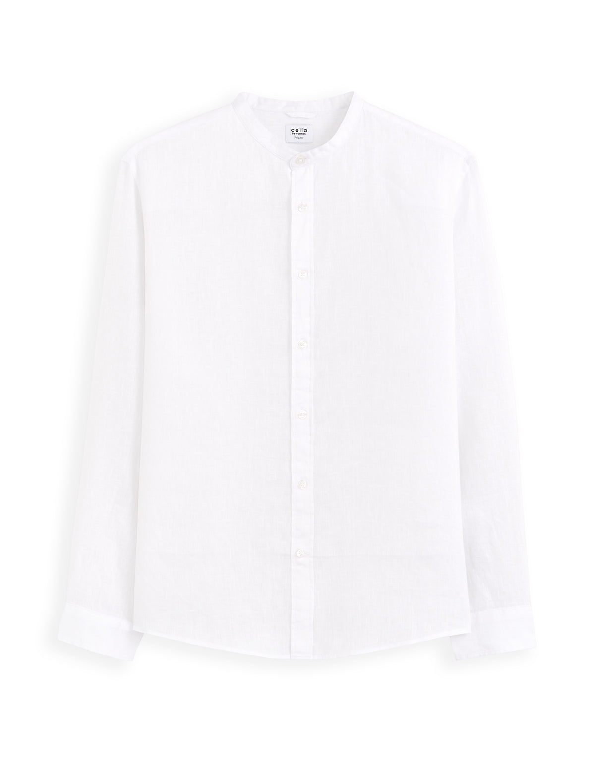 Regular Fit Mandarin Collar Shirt - White