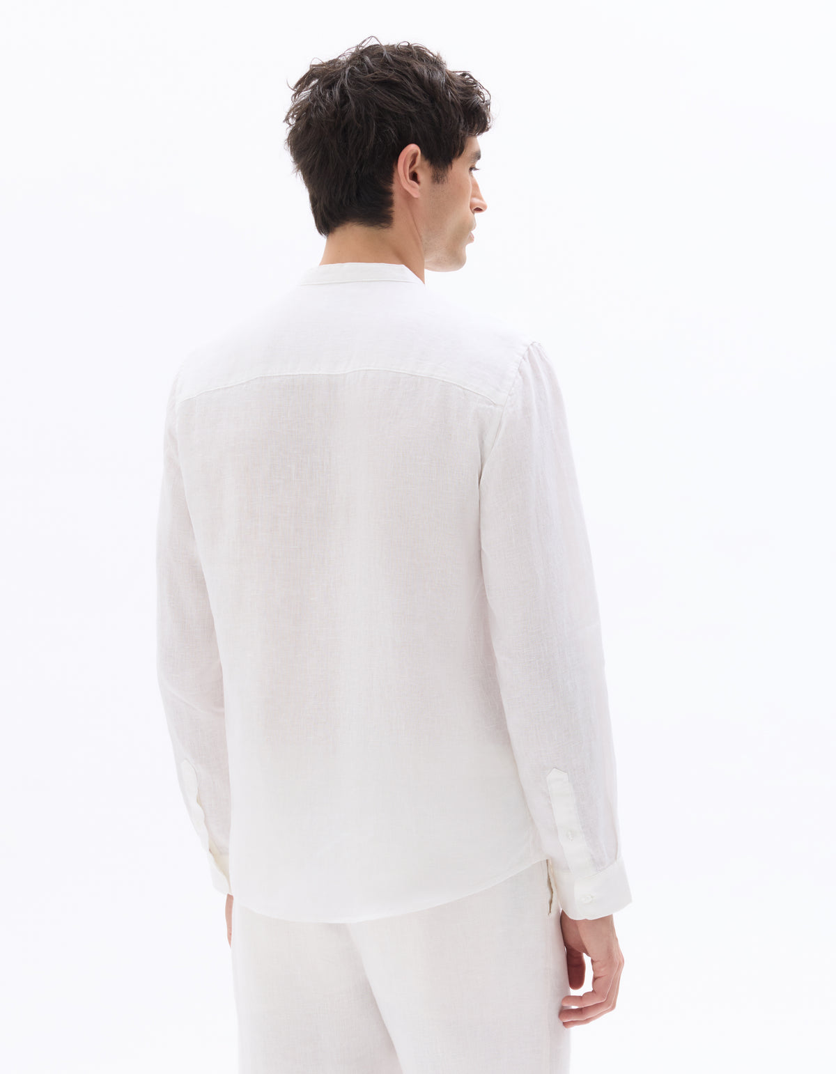 Regular Fit Mandarin Collar Shirt - White