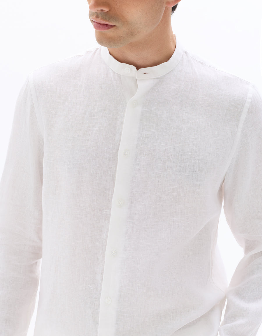 Regular Fit Mandarin Collar Shirt - White
