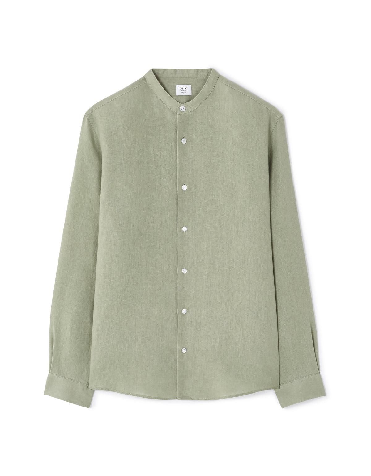 Regular Fit 100% Linen Solid Shirt - Sage Green