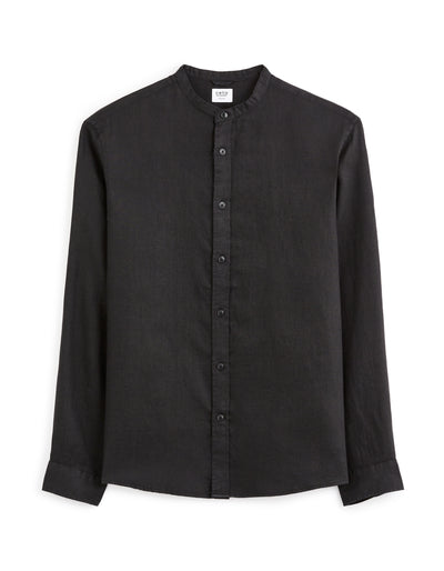 Celio* Solid Regular Fit Linen Black Shirt
