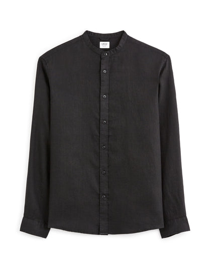 Celio* Solid Regular Fit Linen Black Shirt