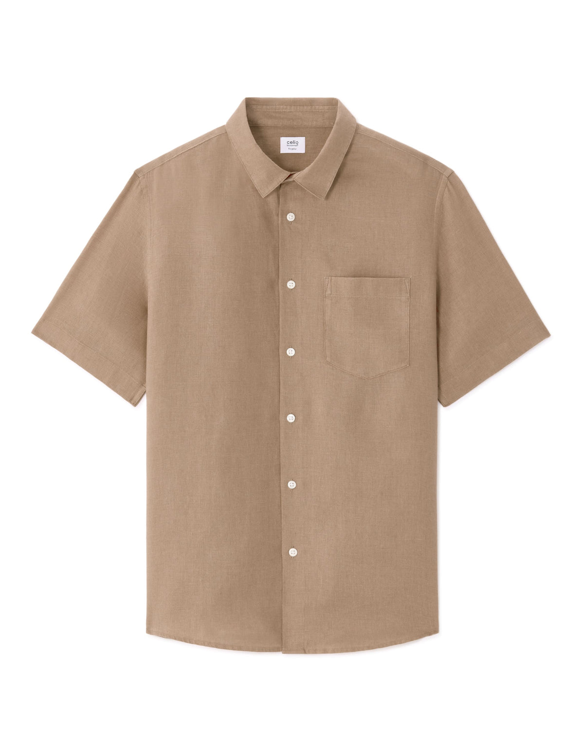 Regular Fit 100% Linen Shirt - Light Brown