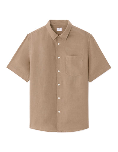 Regular Fit 100% Linen Shirt - Light Brown