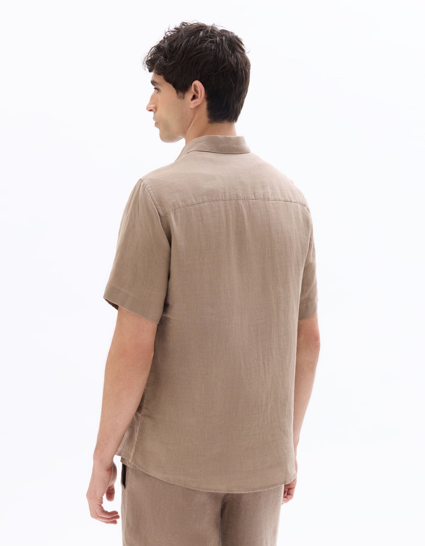 Celio Solid Regular Fit Linen Brown Shirts