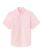 Regular Fit 100% Linen Solid Button Down Collar Shirts - Pink