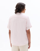 Regular Fit 100% Linen Solid Button Down Collar Shirts - Pink