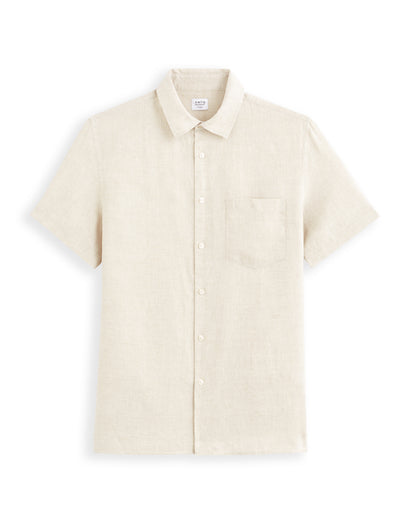 Regular Fit 100% Linen Solid Shirt - Natural